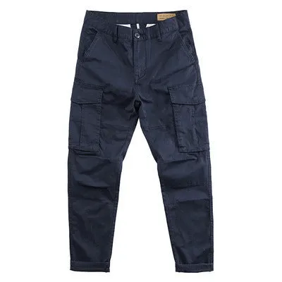 Men's multi-pocket cropped work trousers in cotton, shown in khaki colour