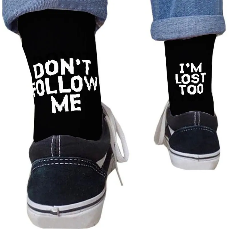 Cotton socks with English alphabet design in black colour option
