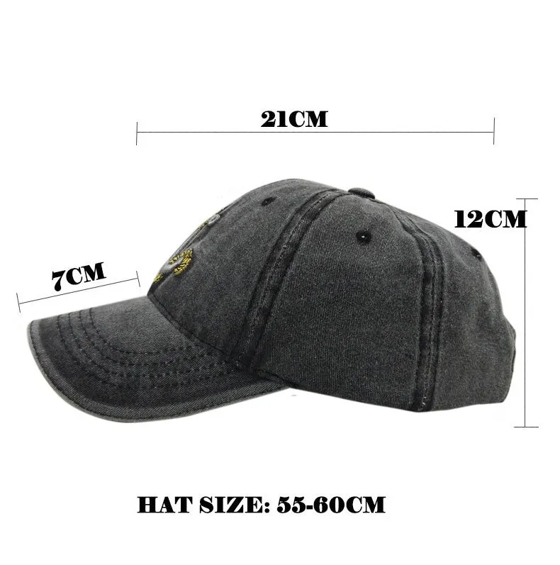 Anchor embroidered cotton baseball cap in Khaki colour, front view, showing adjustable back strap.