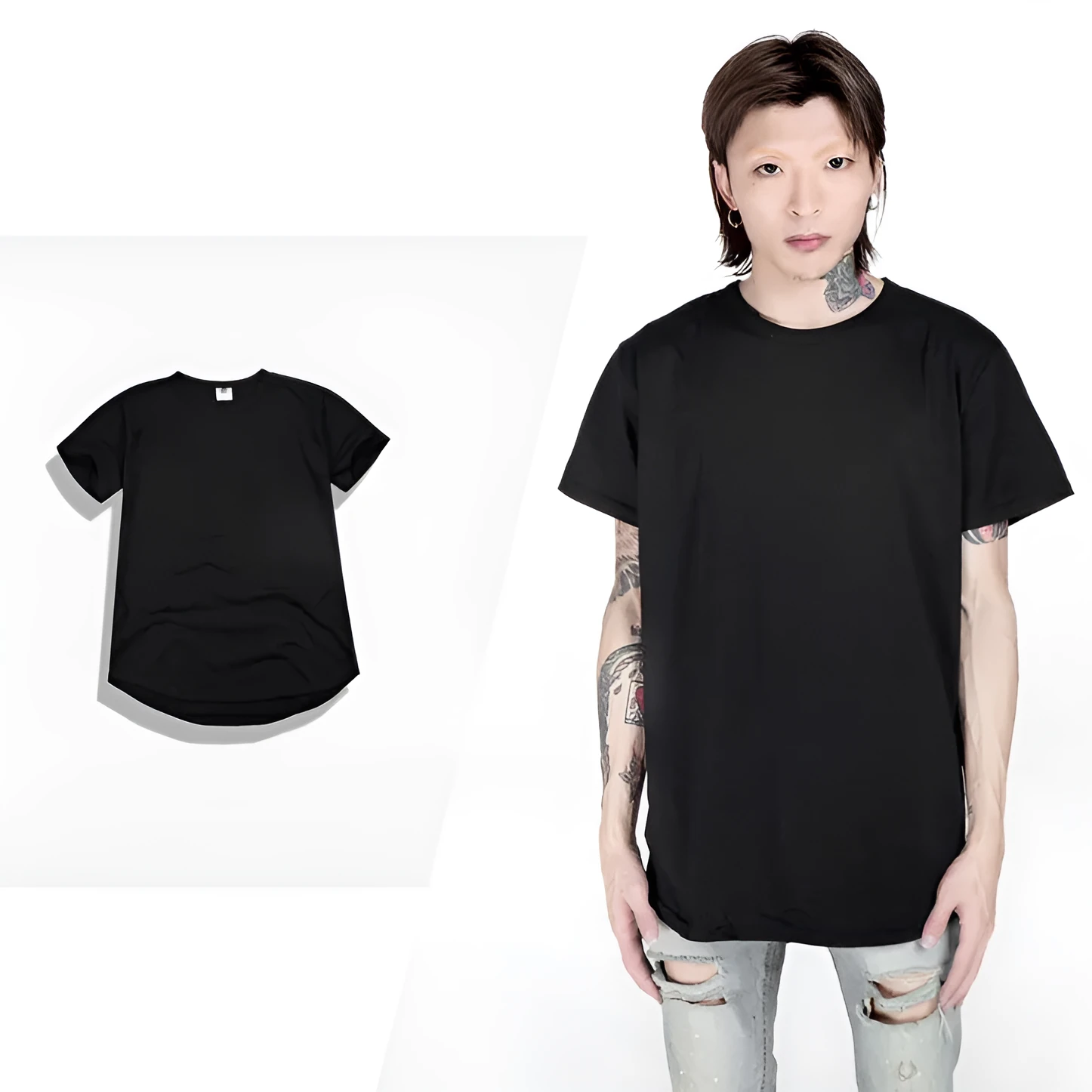 Men's oversized hip hop T-shirt in streetwear style, cotton blend, available in multiple colours