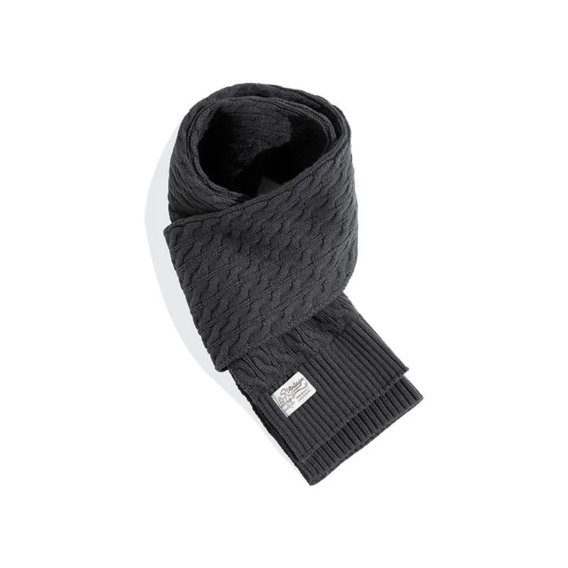 New warm scarf men's winter Korean edition warp knitted plaid pattern brown colour
