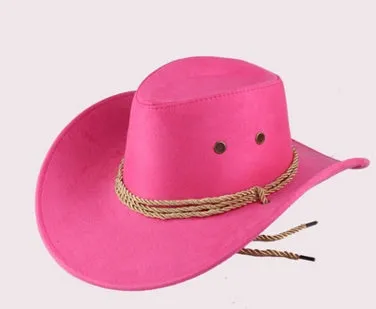 Summer men's cowboy hat in imitation leather velvet with 10cm brim, 59cm circumference