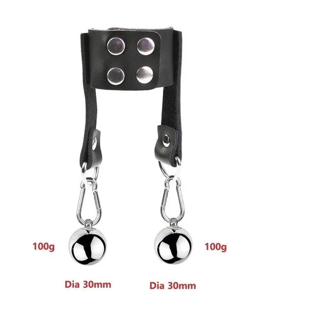 Stainless steel scrotum restraint pendant in silver finish, available in 25mm to 45mm sizes