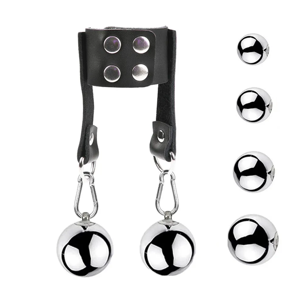 Stainless steel scrotum restraint pendant in silver finish, available in 25mm to 45mm sizes