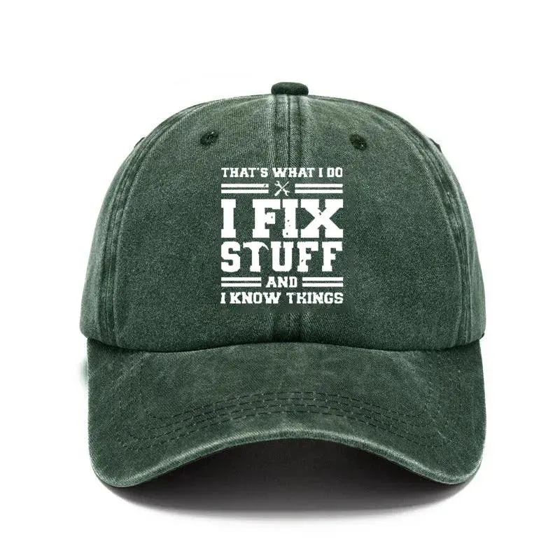 Washed print denim baseball cap with dome crown in retro style, available in multiple colours