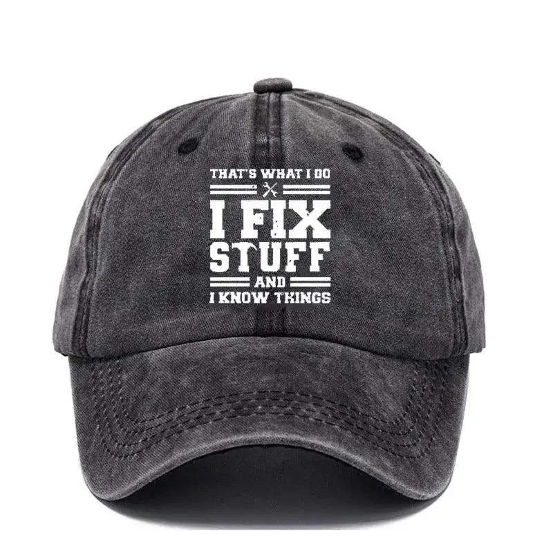 Washed print denim baseball cap with dome crown in retro style, available in multiple colours