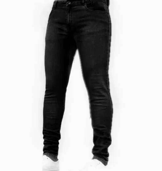 Slim-fit men's jeans in dark blue cotton with button and zip fly