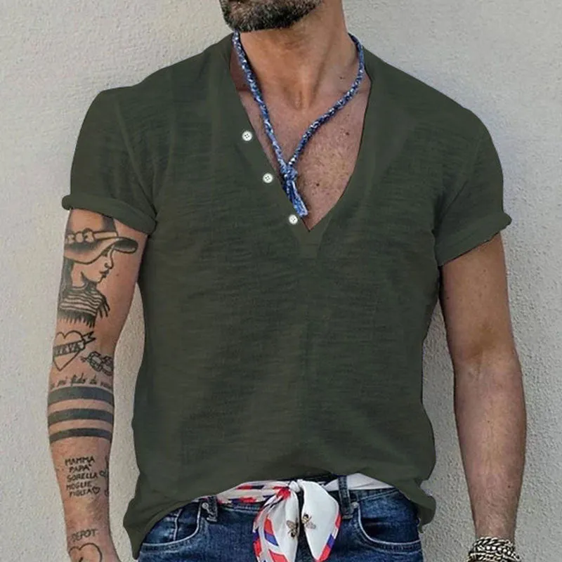 Men's casual solid colour slim-fit short sleeve t-shirt in polyester, colour option shown
