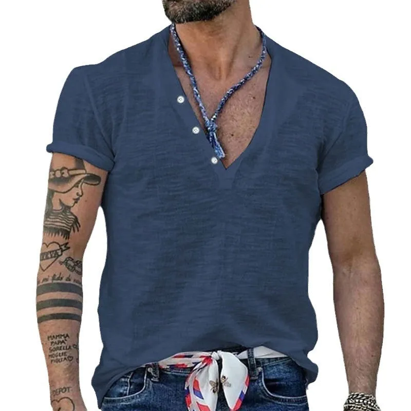 Men's casual solid colour slim-fit short sleeve t-shirt in polyester, colour option shown