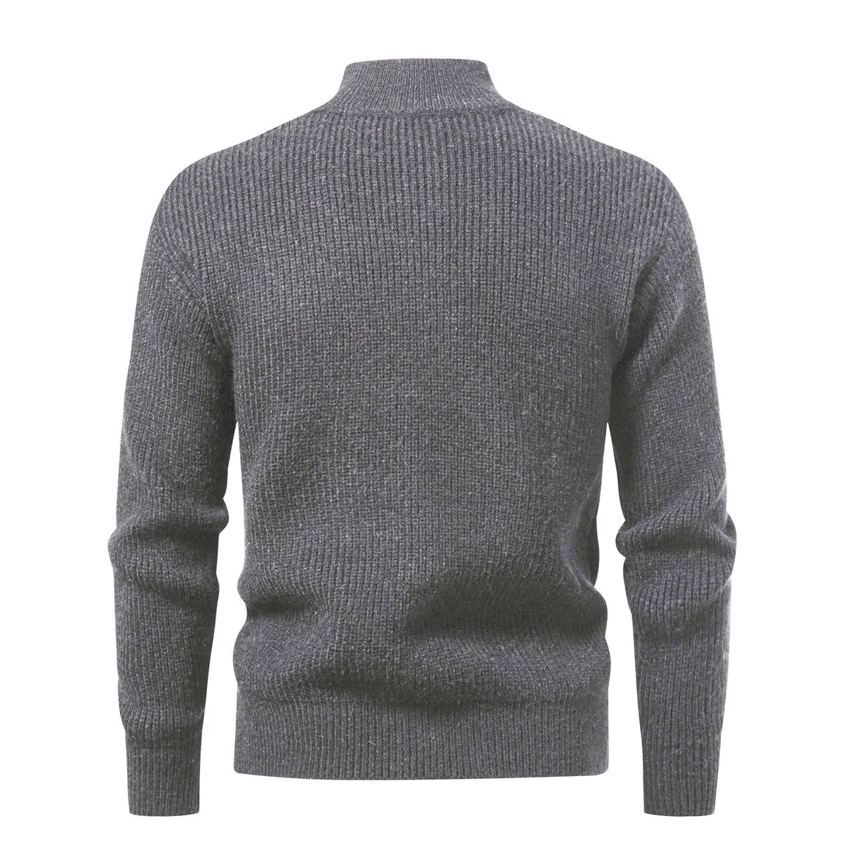 Men's half-zip pullover sweater in thickened polyester, loose fit, autumn winter casual wear
