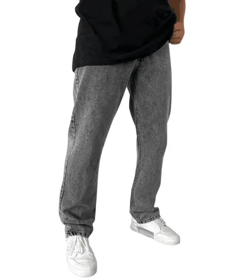 Men's cotton cowboy bootcut trousers in dark blue with stone wash finish, slightly flared leg