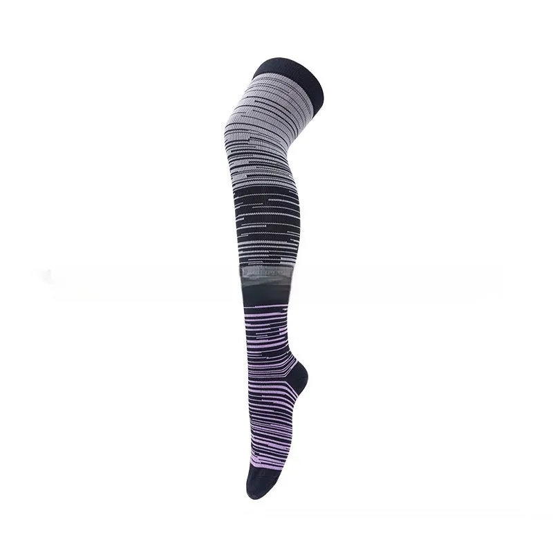 Outdoor sports running cycling long compression socks knee high quick dry polyester in multiple colours