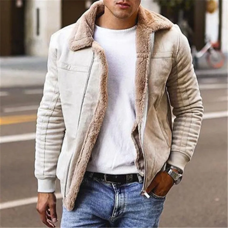 Women's casual biker jacket in grey polyester blend with sanded finish, regular length 50-65cm