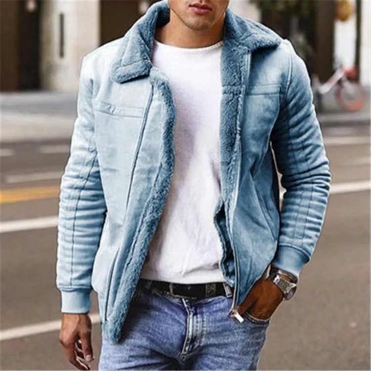 Women's casual biker jacket in grey polyester blend with sanded finish, regular length 50-65cm
