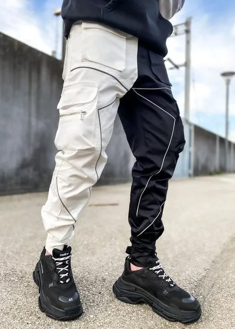 Men's loose fit work trousers in black showing straight leg design with cotton blend liner