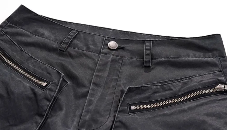 Retro three-dimensional keel casual trousers in grey rayon viscose fabric with straight hem