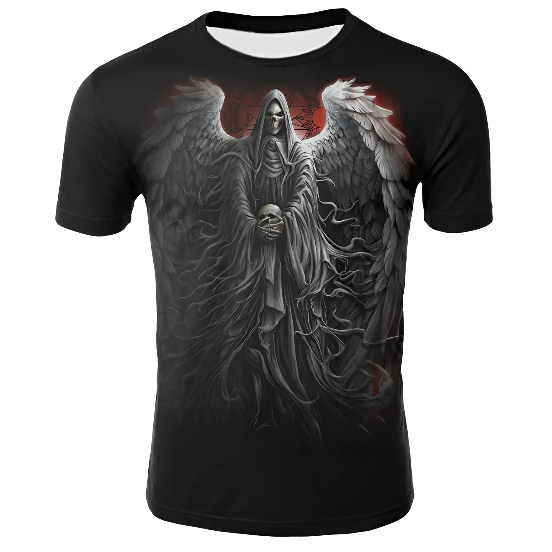 Smoking skull 3D digital print T-shirt on slim fit round neck short sleeve milk silk fabric.