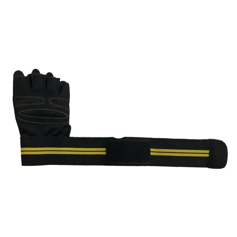 Black half finger fitness gloves with silicone antiskid palm on palm side, three sizes available