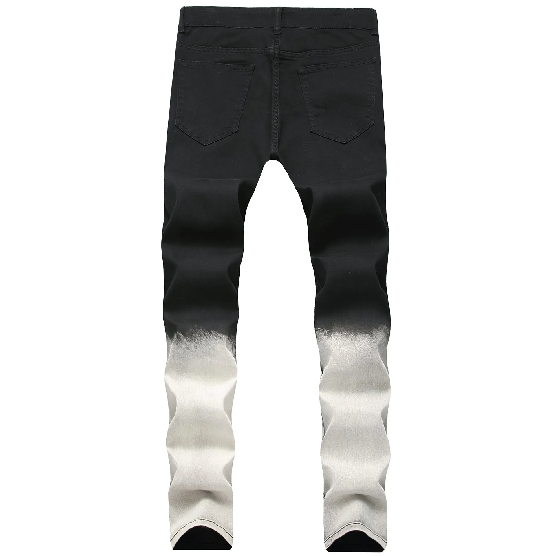 Black high-waist rose-embroidered shredded stretch denim jeans for women