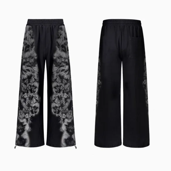 Women's printed loose-fit co-ord set showing hoodie, trousers, and seven-inch shorts together
