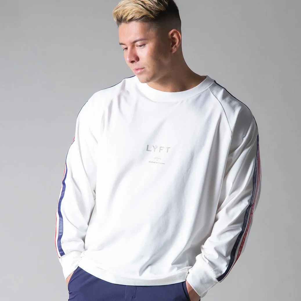Mens stretch long sleeve cotton sports bottoming shirt in black round neck design