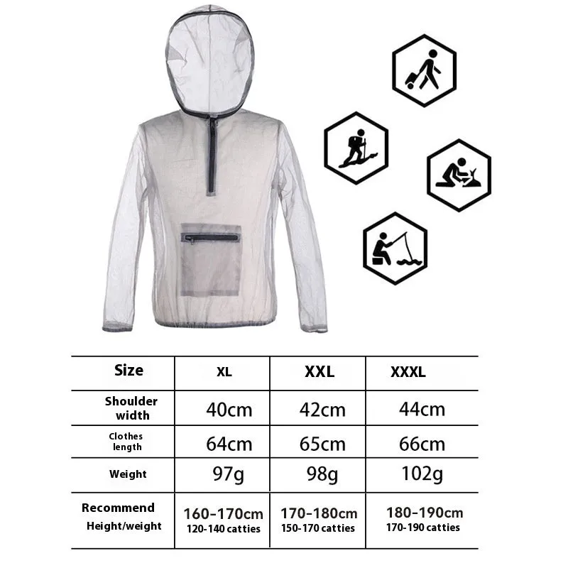 Rayman Jungle Run smoky grey mesh insect-proof jacket for outdoor activities like hiking and fishing