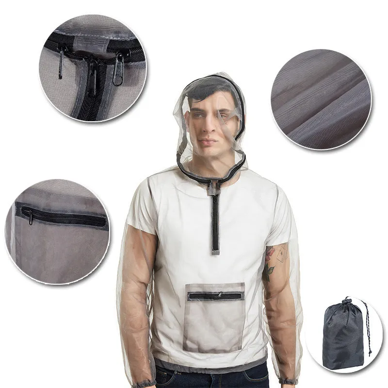 Rayman Jungle Run smoky grey mesh insect-proof jacket for outdoor activities like hiking and fishing
