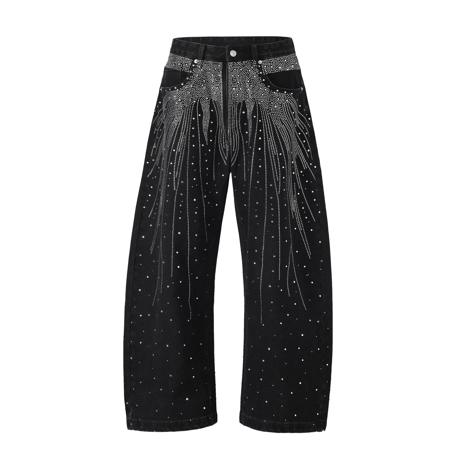 Blue loose-fitting wide-leg cotton trousers for teenagers with European sizing