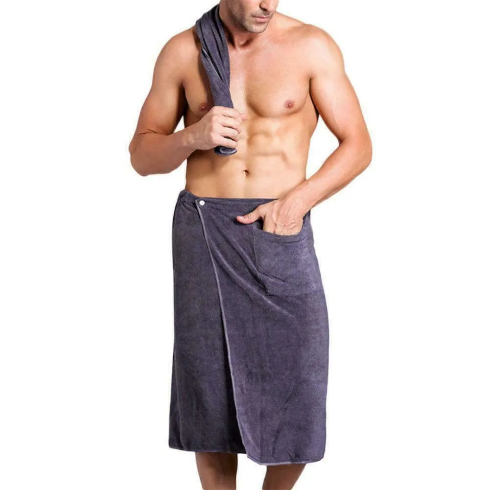 Men's 70x140cm quick-dry bath skirt in blue colour wrap-around design with polyester-polyamide fabric