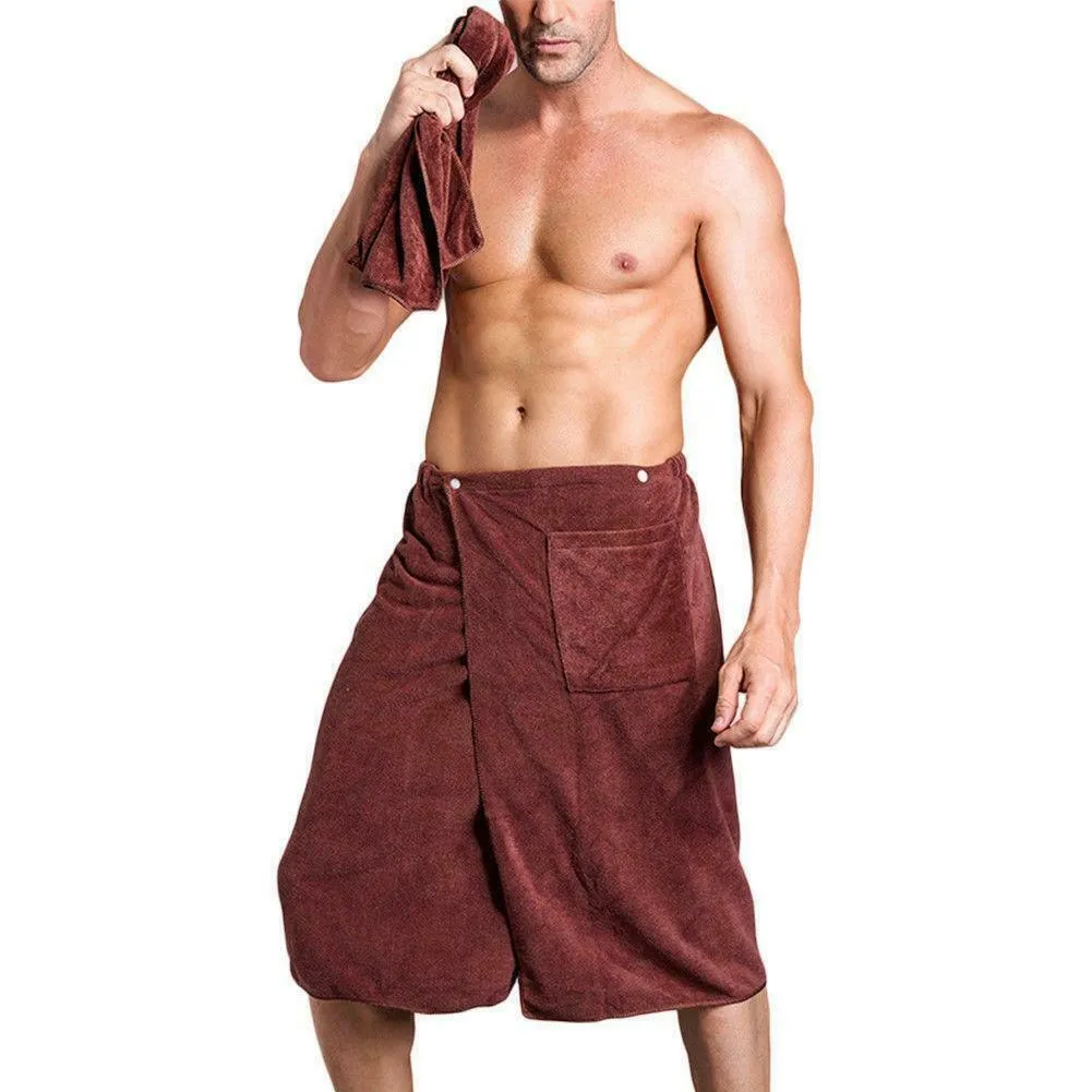 Men's 70x140cm quick-dry bath skirt in blue colour wrap-around design with polyester-polyamide fabric