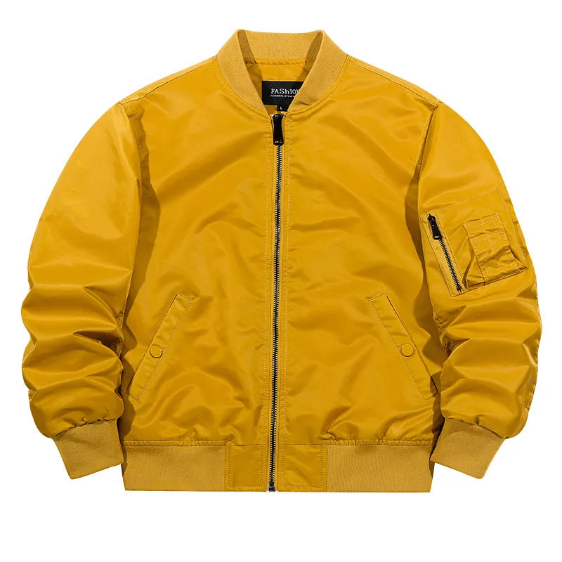 Men's casual jacket loose fit solid colour nylon with side seam pockets