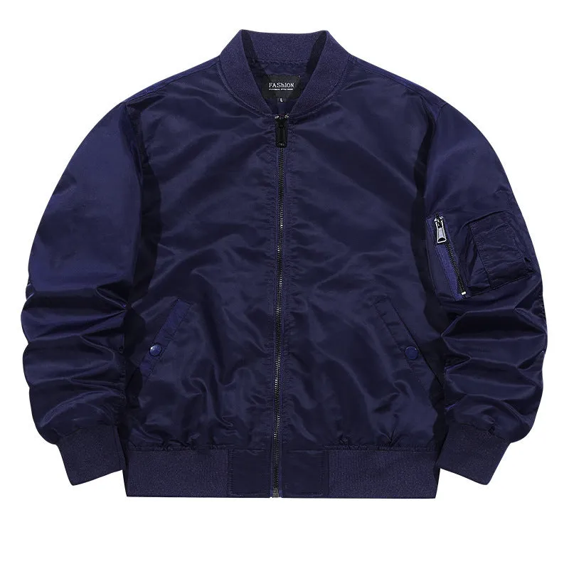 Men's casual jacket loose fit solid colour nylon with side seam pockets