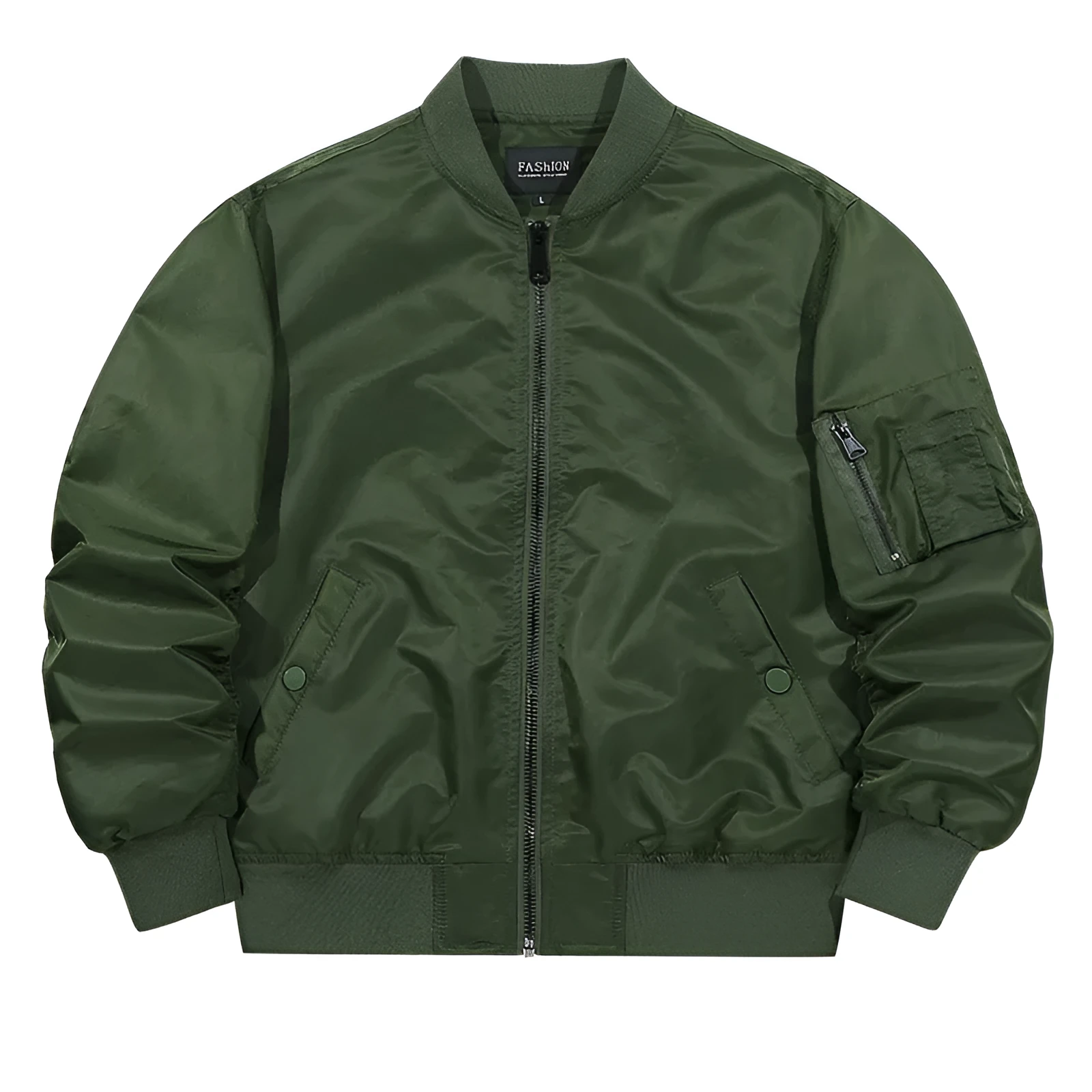 Men's casual jacket loose fit solid colour nylon with side seam pockets