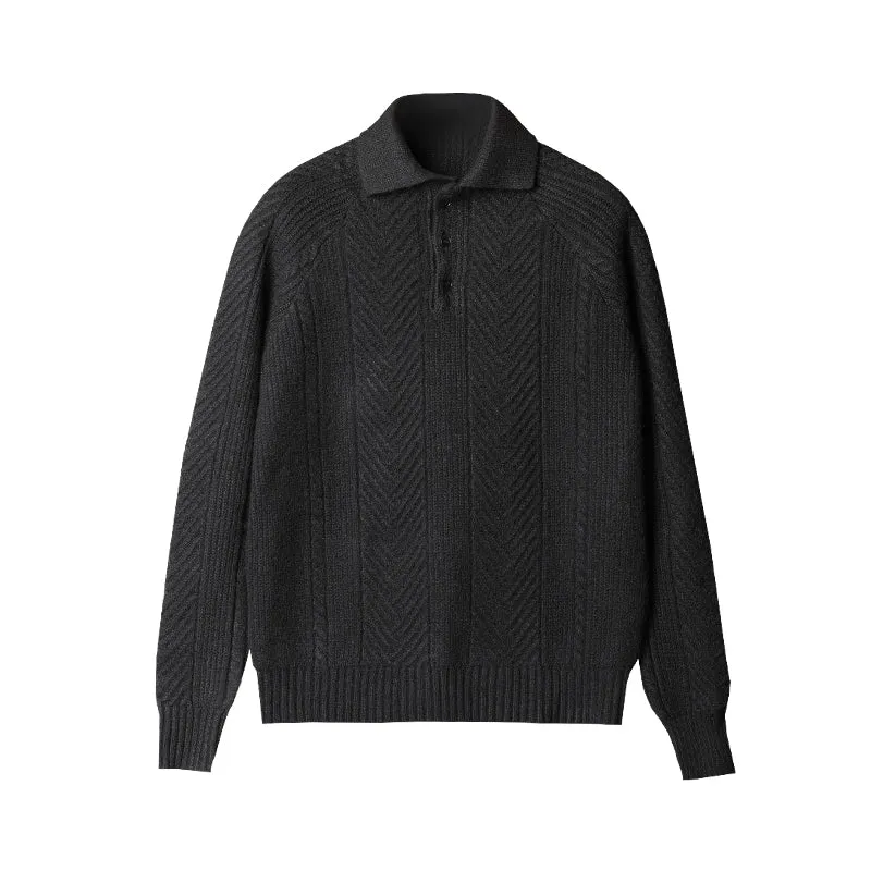 Men's thickened warm base sweater with stand collar in apricot colour, long sleeves, knit fabric