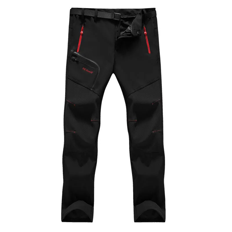 Men's outdoor hiking pants in Army Green with polar fleece lining, waterproof 5000mm, breathable fabric for winter and spring activities