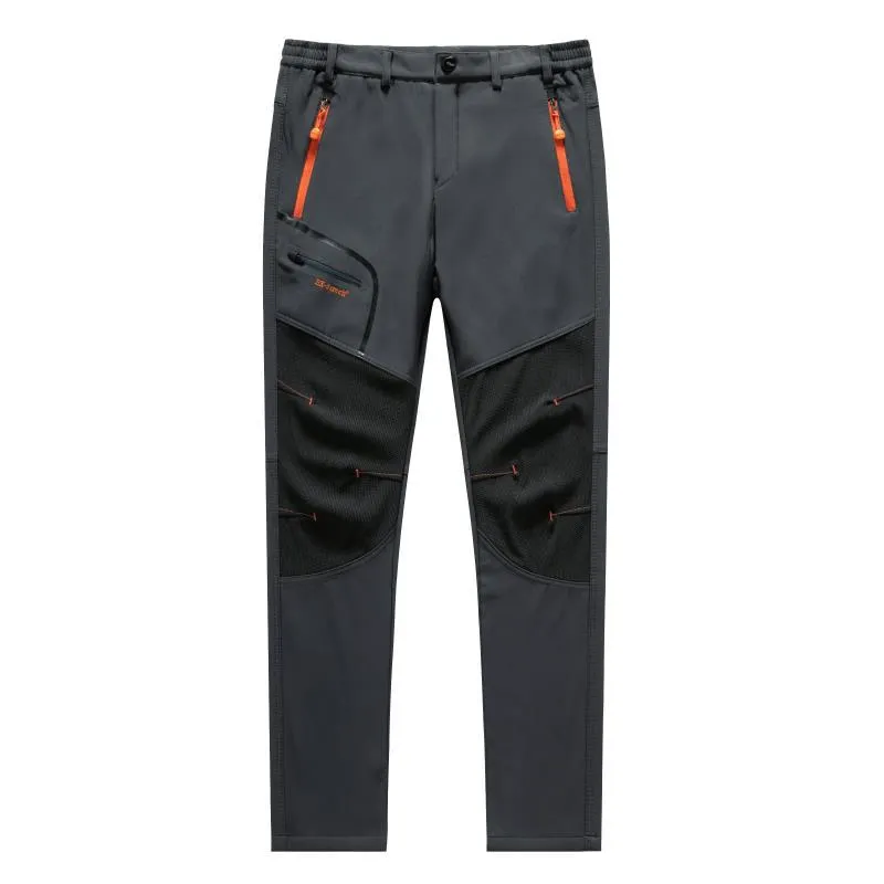 Men's outdoor hiking pants in Army Green with polar fleece lining, waterproof 5000mm, breathable fabric for winter and spring activities
