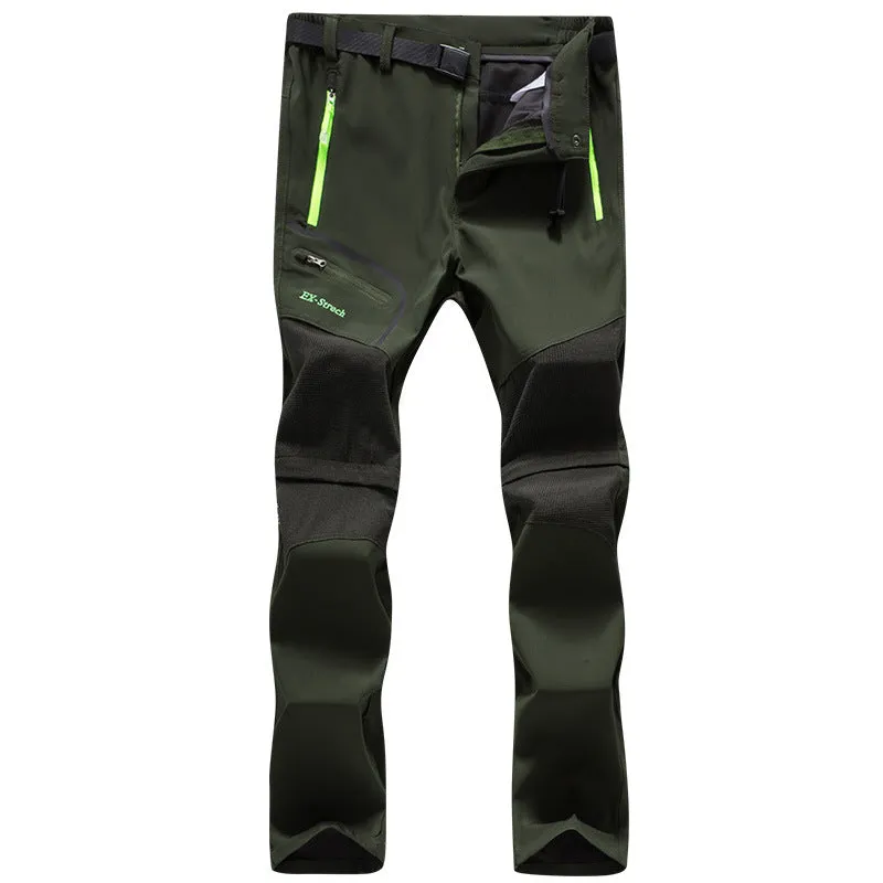 Men's outdoor hiking pants in Army Green with polar fleece lining, waterproof 5000mm, breathable fabric for winter and spring activities
