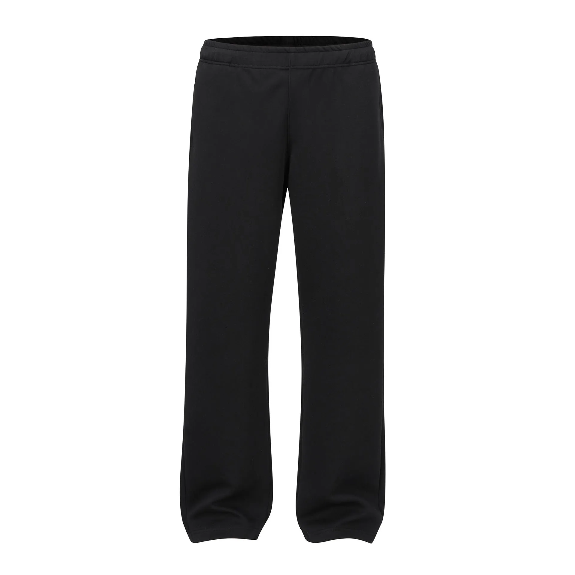 Men's solid colour straight-leg cotton trousers with a loose wide-leg casual fit.