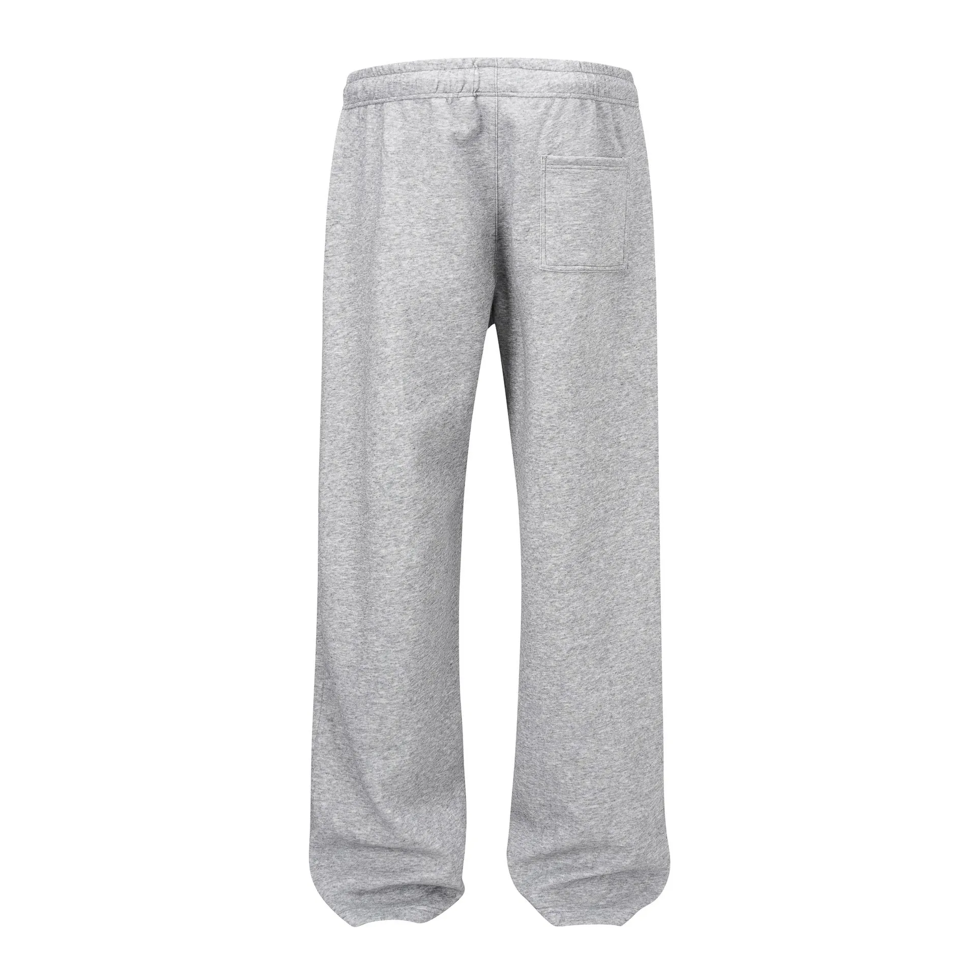 Men's solid colour straight-leg cotton trousers with a loose wide-leg casual fit.