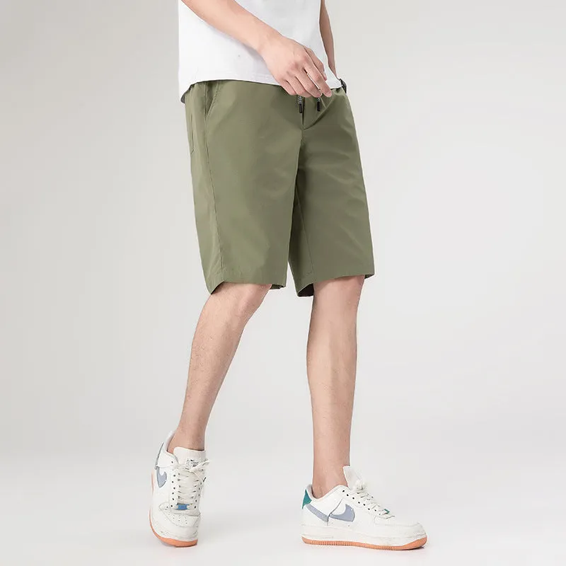 Men's casual sports shorts in 100% polyester, five-point straight leg, black
