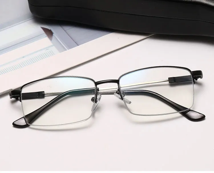Men's dual-use clip-on presbyopia glasses with metal frame in black and gold