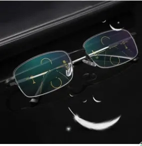 Men's dual-use clip-on presbyopia glasses with metal frame in black and gold
