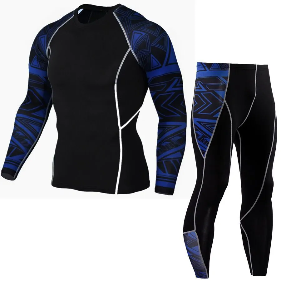 Men's printed long sleeve gym suit in milk silk fabric with 92% polyester, black and red colour