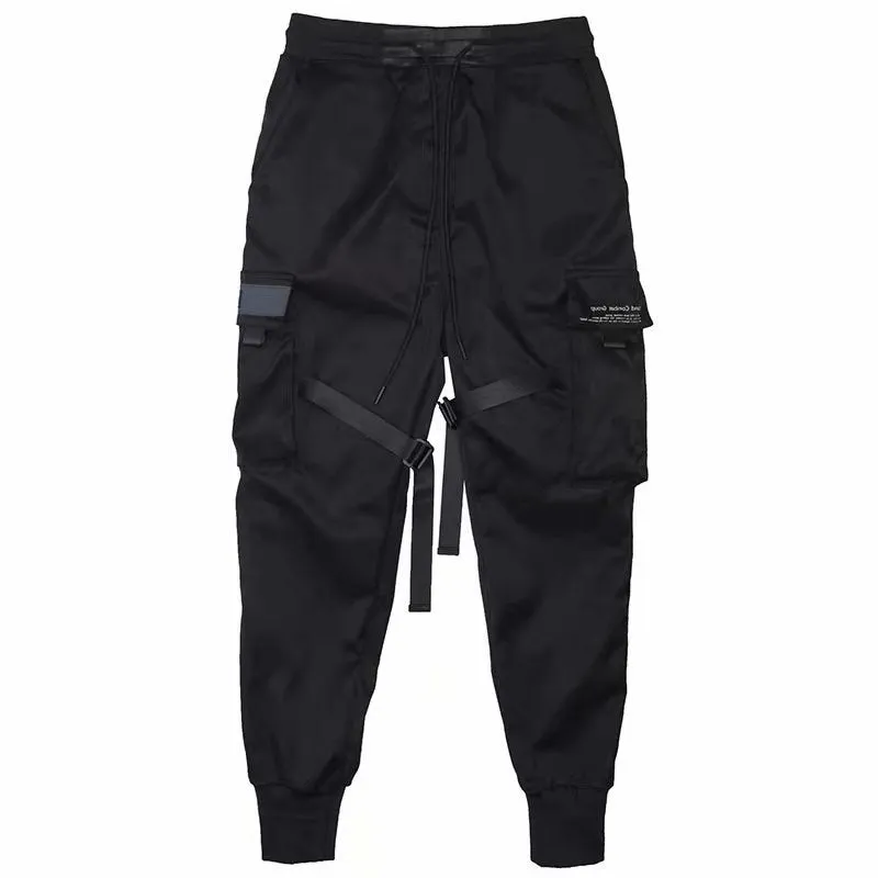 Pocket casual loose trendy overalls for women in black cotton fabric
