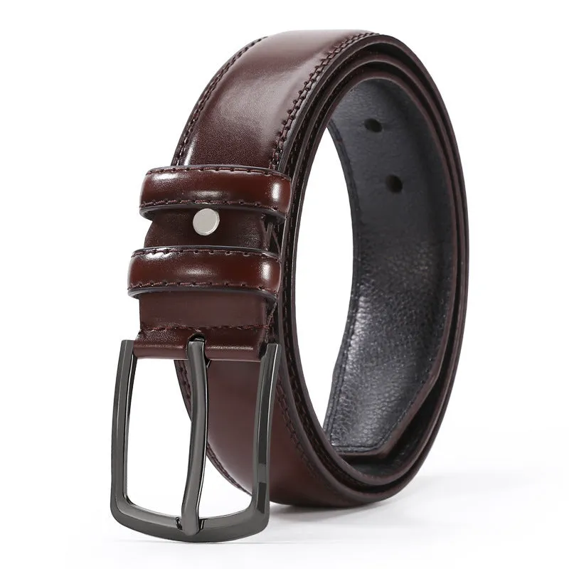 Men's imitation leather business belt with alloy pin buckle in elephant pattern design