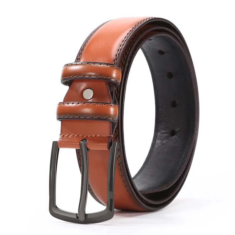 Men's imitation leather business belt with alloy pin buckle in elephant pattern design