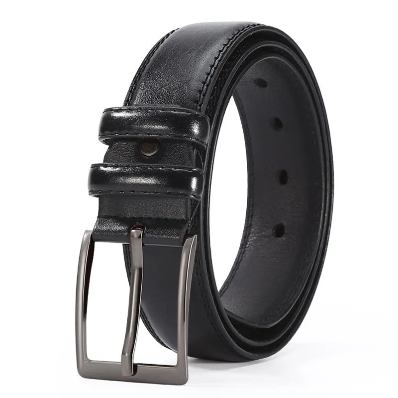 Men's imitation leather business belt with alloy pin buckle in elephant pattern design