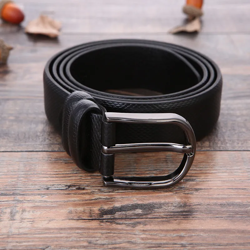Men's imitation leather business belt with alloy pin buckle in elephant pattern design