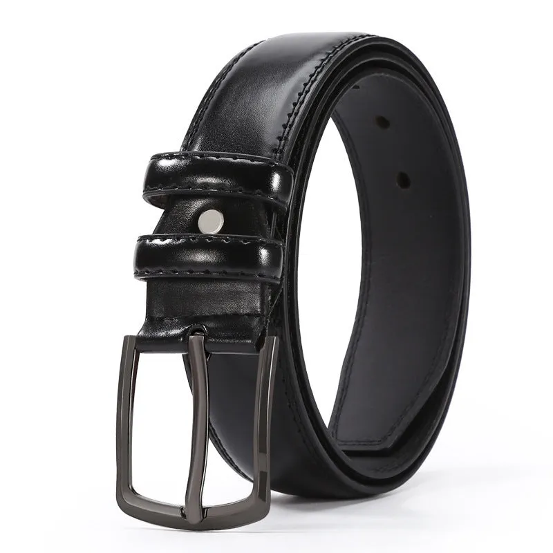 Men's imitation leather business belt with alloy pin buckle in elephant pattern design