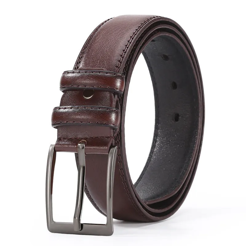 Men's imitation leather business belt with alloy pin buckle in elephant pattern design